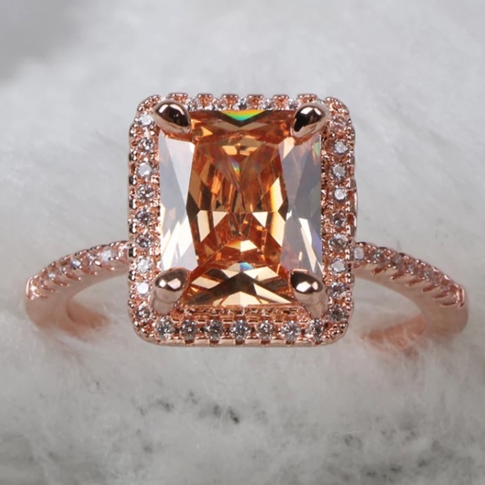 18K rose gold plated diamond ring